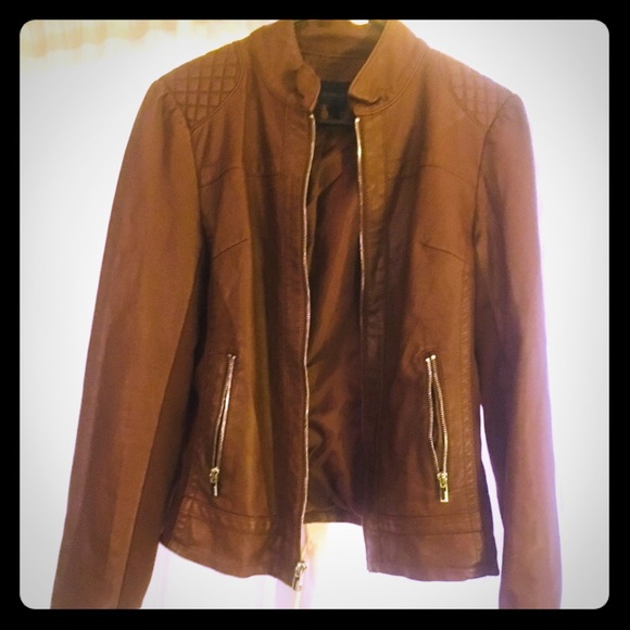 Brown Express Faux Leather Jacket 